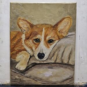 Abstract oil Painting cute Corgi